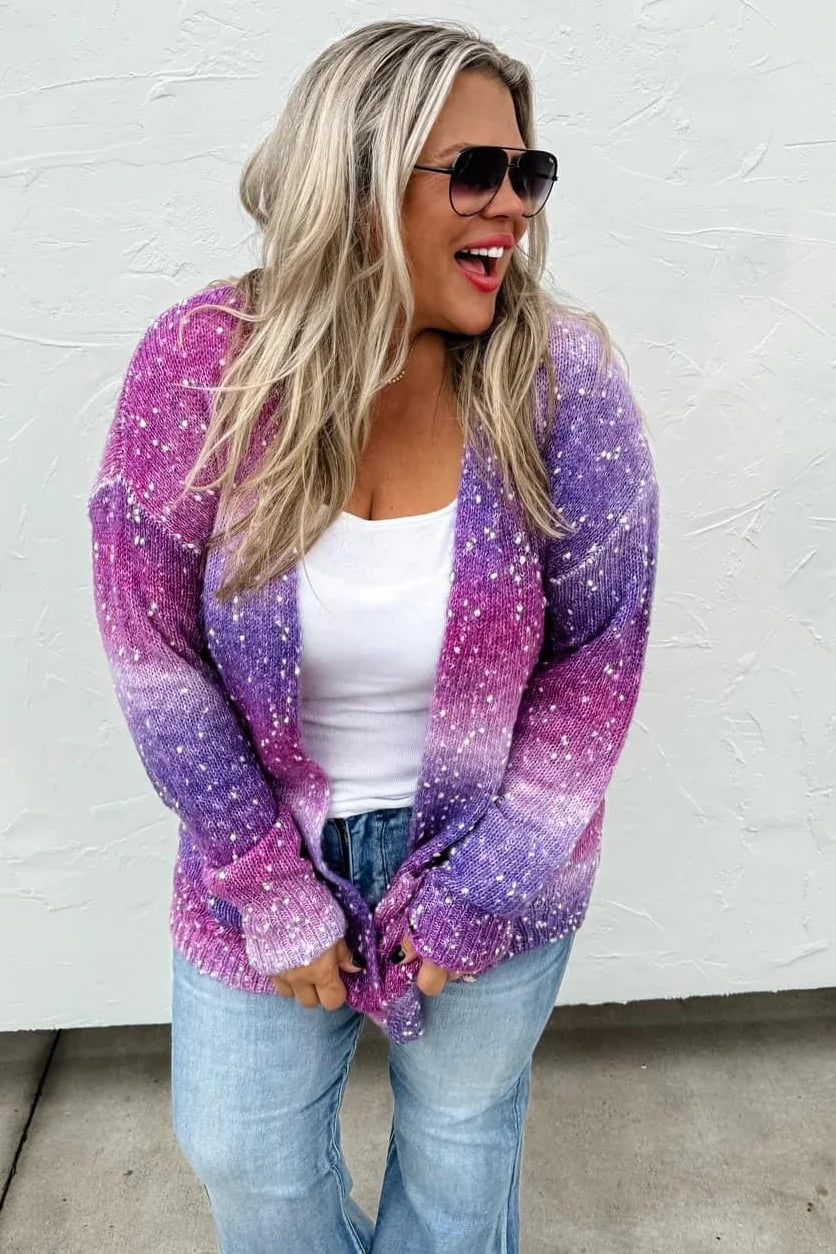 Cardigan rayé à pois ombrés Starstruck -